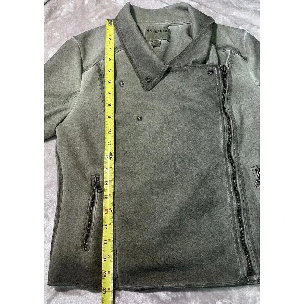 Anthropologie Green Leather Moto Jacket - Picture 12 of 13